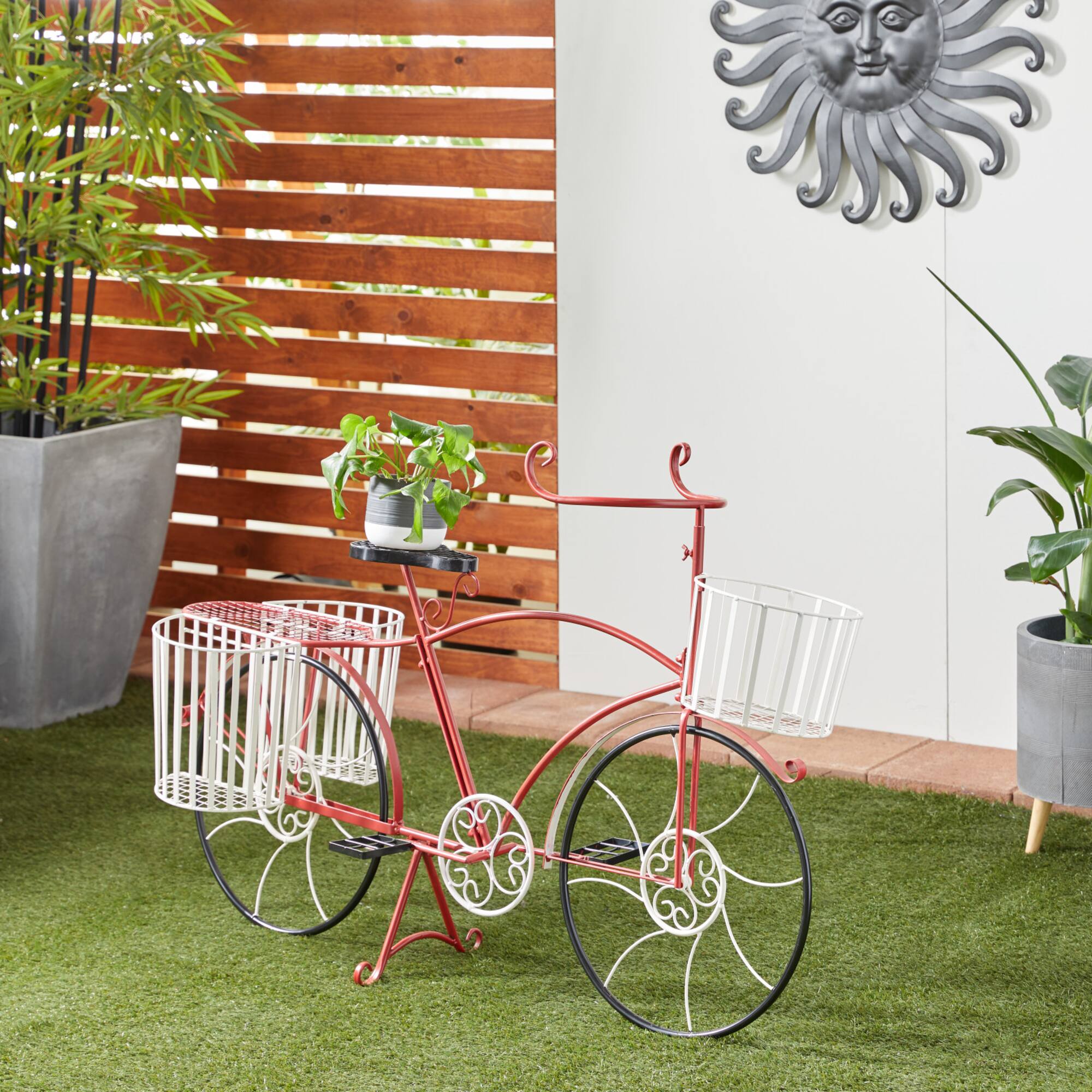 52" Red Metal Farmhouse Bicycle Planter